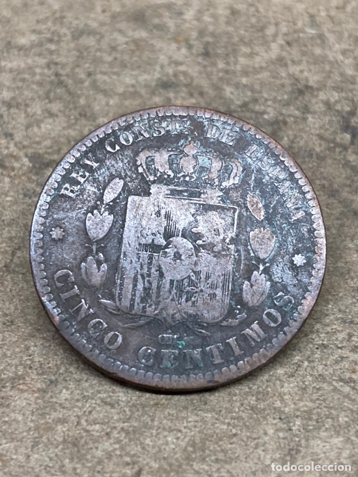 Monedas de Espa&ntilde;a: Moneda cinco c&eacute;ntimos 1877 - Foto 2