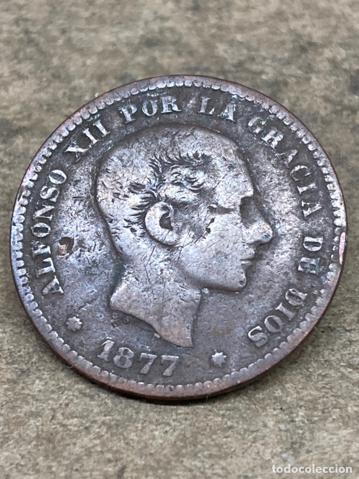 Monedas de Espa&ntilde;a: Moneda cinco c&eacute;ntimos 1877 - Foto 1