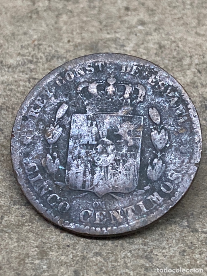 Monedas de Espa&ntilde;a: Moneda de cinco c&eacute;ntimos 1870 - Foto 2