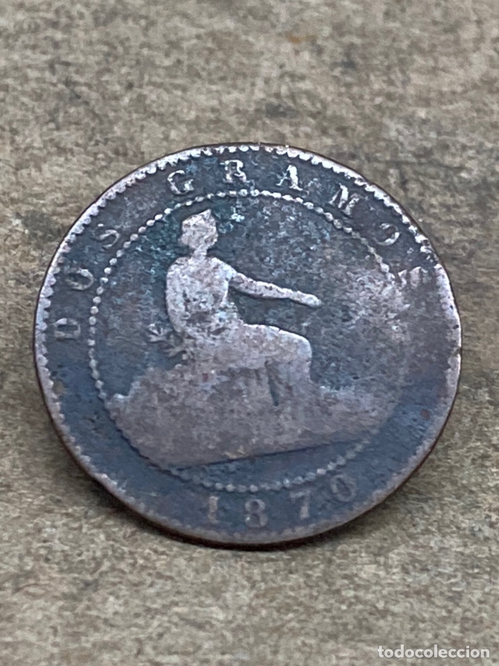 Monedas de Espa&ntilde;a: Moneda de dos c&eacute;ntimos 1870 - Foto 2
