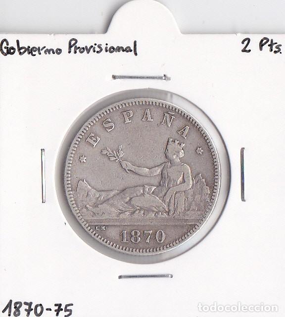 Monedas de Espa&ntilde;a: 2 PESETAS 1870-75 DE M GOBIERNO PROVISIONAL - Foto 1