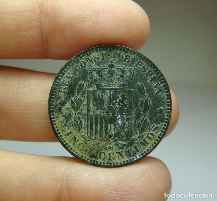 Monedas de Espa&ntilde;a: 5 c&eacute;ntimos de Cobre. Alfonso XII. 1879. EBC+ - Foto 2