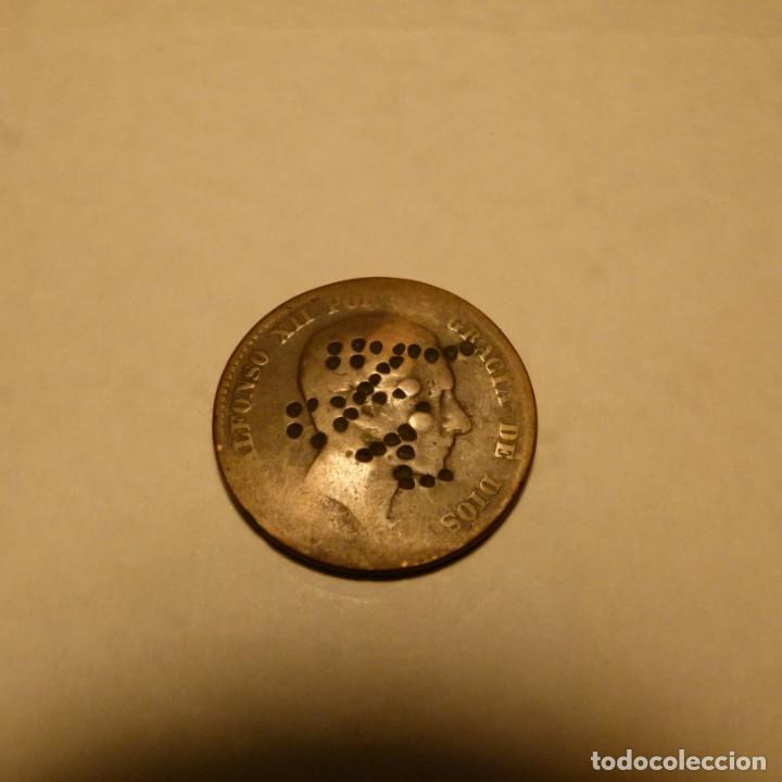 Monedas de Espa&ntilde;a: MONEDA DE 10 CENTIMOS DE ALFONSO XII CON MARCAS DE PUNZON - Foto 1