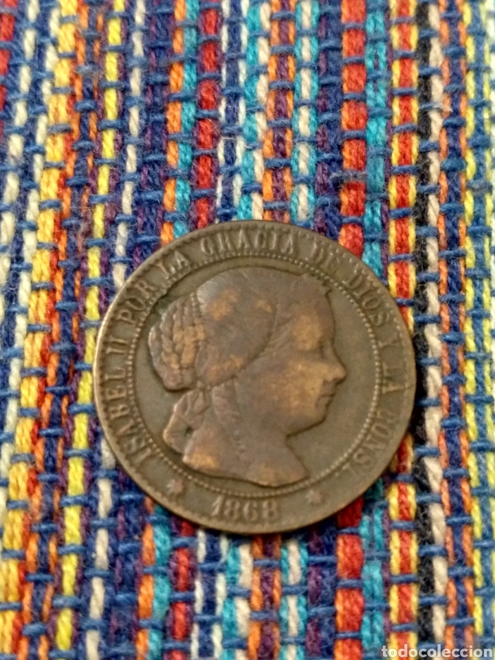 Monedas de Espa&ntilde;a: PI- CENTIMO DE ESCUDO 1868 BARCELONA ISABEL II - Foto 2