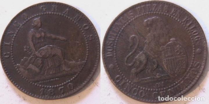 Monedas de Espa&ntilde;a: ESPA&Ntilde;A 5 CENTIMOS 1870 (E2-B) - Foto 1