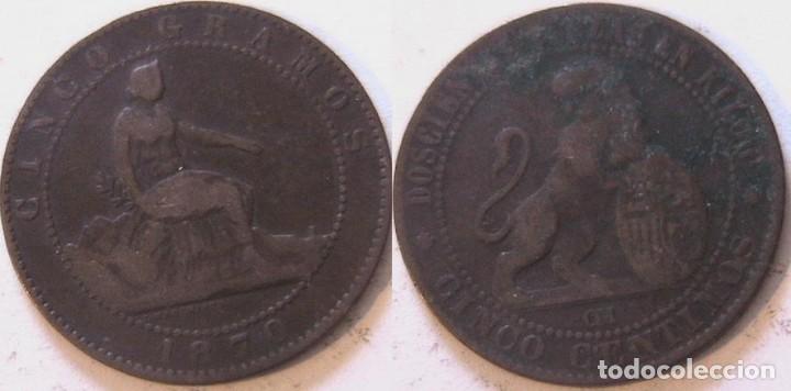 Monedas de Espa&ntilde;a: ESPA&Ntilde;A 5 CENTIMOS 1870 (E2-E) - Foto 1