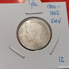 Monedas de España: MONEDA 1 PESETA, 1900- 1902 ,PLATA 835, 5 GR ,SMV, CONSERVACIÓN REGULAR. Lote 265556464