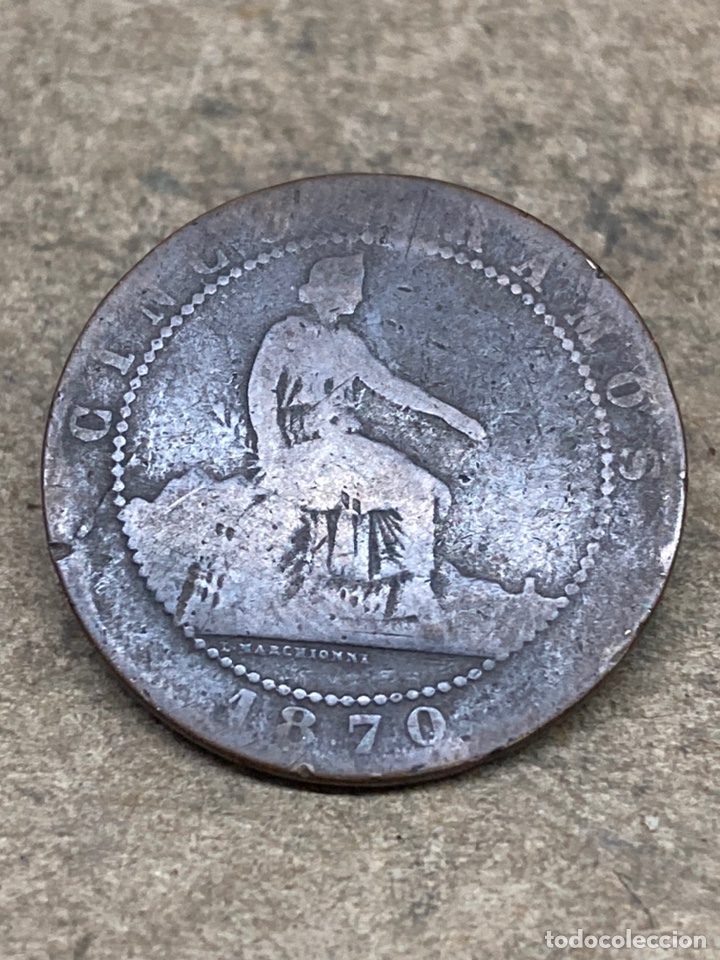 Monedas de Espa&ntilde;a: Moneda de 5 c&eacute;ntimos 1870 - Foto 1