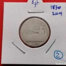 Monedas de España: MONEDA 1 PESETA, 1870 SNM ,PLATA 835, 5 GR,. Lote 265845389