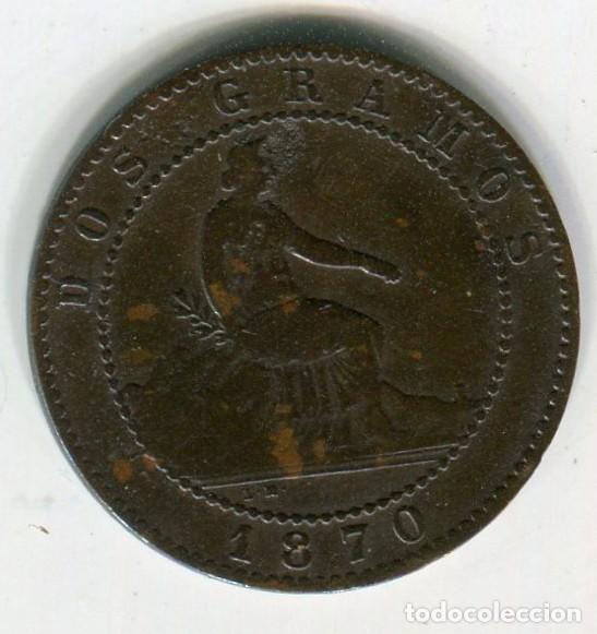 Monedas de Espa&ntilde;a: 2 (DOS) CENTIMOS GOBIERNO PROVISIONAL A&Ntilde;O 1870 - Foto 2