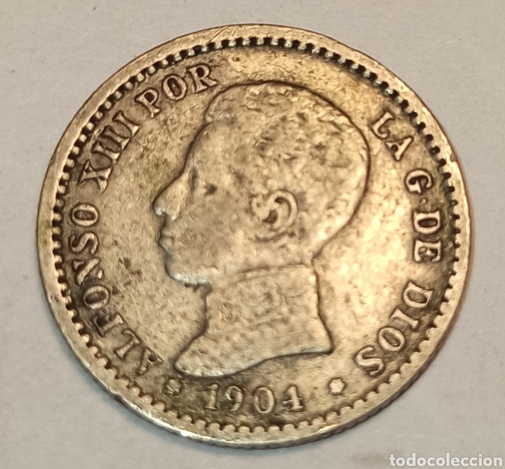 M&uuml;nzen von Spanien: moneda de 50 cnt peseta 1904 numismatica
