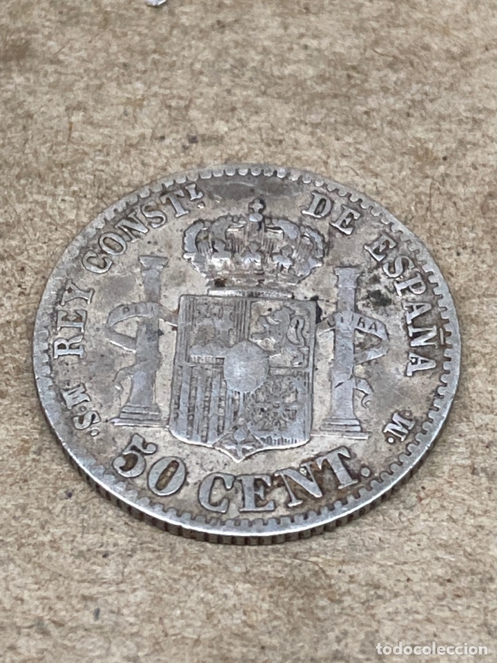 Monedas de Espa&ntilde;a: Moneda de plata 50 cent 1880 - Foto 2