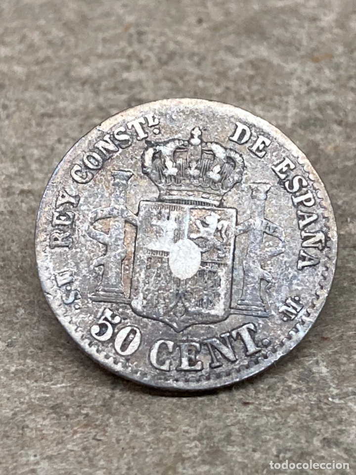 Monedas de Espa&ntilde;a: Moneda de plata 50 cent 1880 - Foto 2
