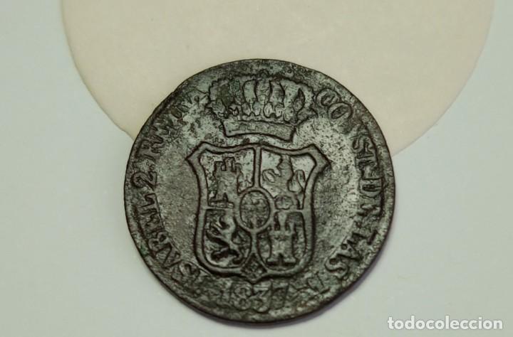 Monedas de Espa&ntilde;a: MONEDA DE 3 QUARTOS 1837 CAT ISABEL II - Foto 2
