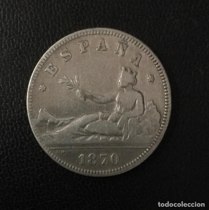Monedas de España: ESPAÑA , GOBIERNO PROVISIONAL , 2 PESETAS DE PLATA DE 1870 * 18-75 - Foto 1 - 269271993