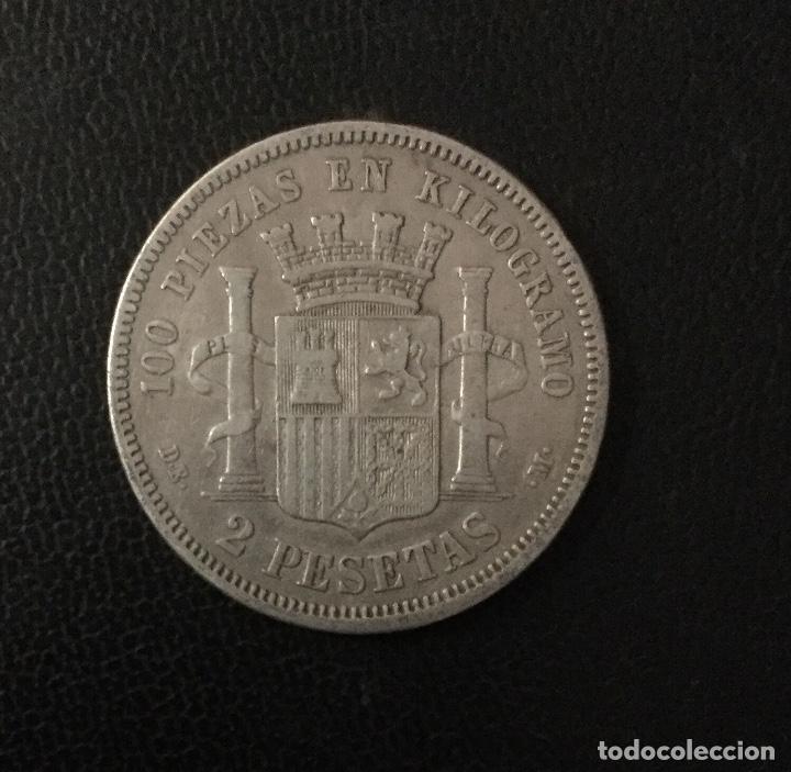 Monedas de España: ESPAÑA , GOBIERNO PROVISIONAL , 2 PESETAS DE PLATA DE 1870 * 18-75 - Foto 2 - 269271993