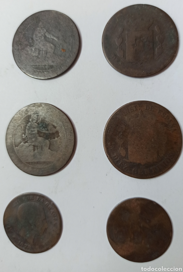 Coins of Spain: 6 monedas 2 de 5 centimos 1878 i 4 monedas de 10 centimos peseta numismatica