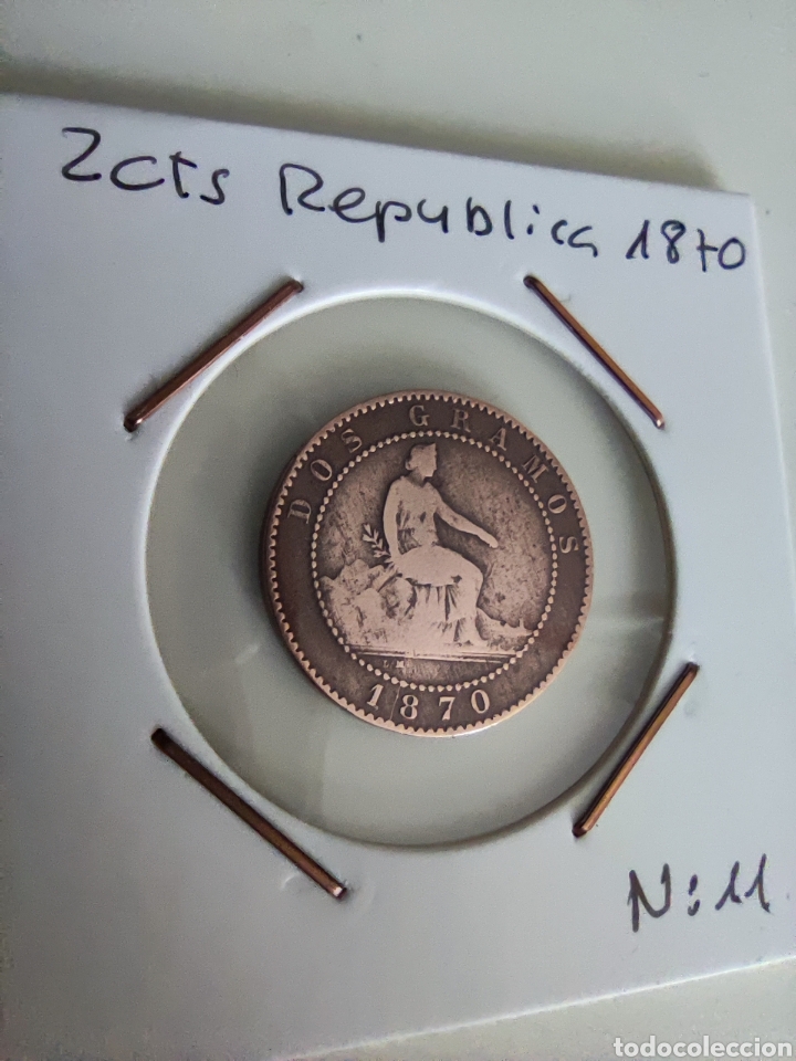 Monedas de Espa&ntilde;a: 2 CTS Rep&uacute;blica 1870 - Foto 1