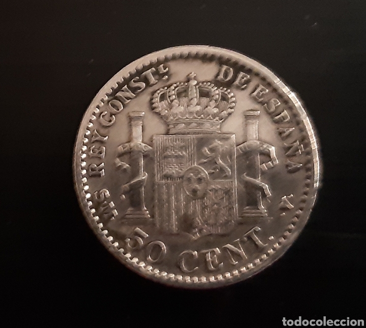 Monedas de Espa&ntilde;a: MONEDA 50 C&Eacute;NTIMOS 1904 ALFONSO XII MBC - Foto 2