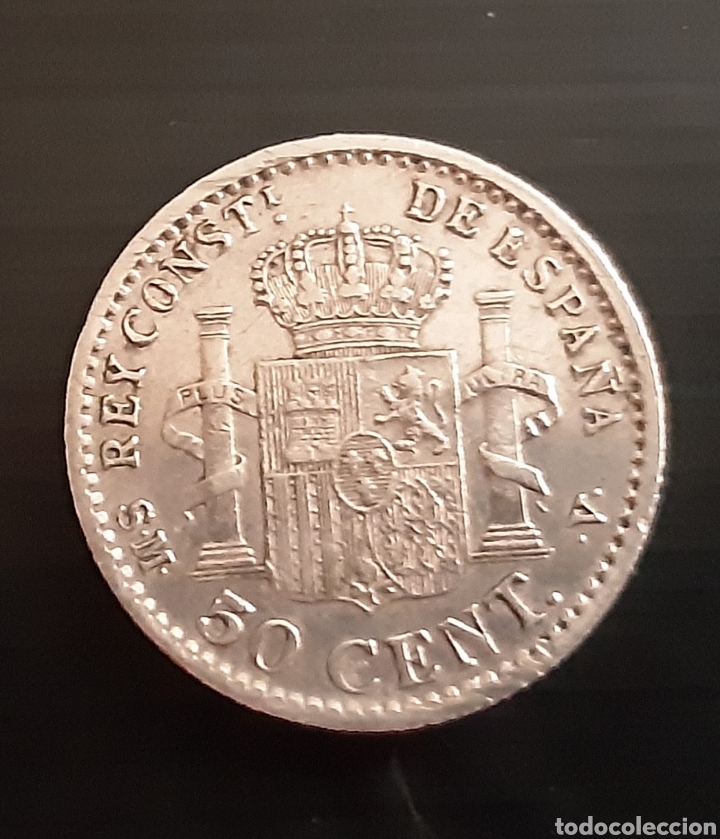Monedas de Espa&ntilde;a: MONEDA 50 C&Eacute;NTIMOS 1904 ALFONSO XII MBC - Foto 2