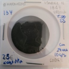 Monedas de España: MONEDA DE ESPAÑA 1847 ISABEL II 8 MARAVEDIS SEGOVIA. Lote 277207648