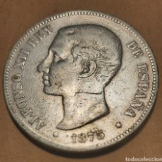 Monedas de España: 5 PESETAS PLATA ALFONSO XII 1875 RARA VARIANTE OREJA RAYADA. Lote 282579213