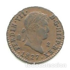 Monedas de España: MONEDA ESPAÑA 1827 SEGOVIA. 2 MARAVEDÍS. KM487.1. FERNANDO VII.