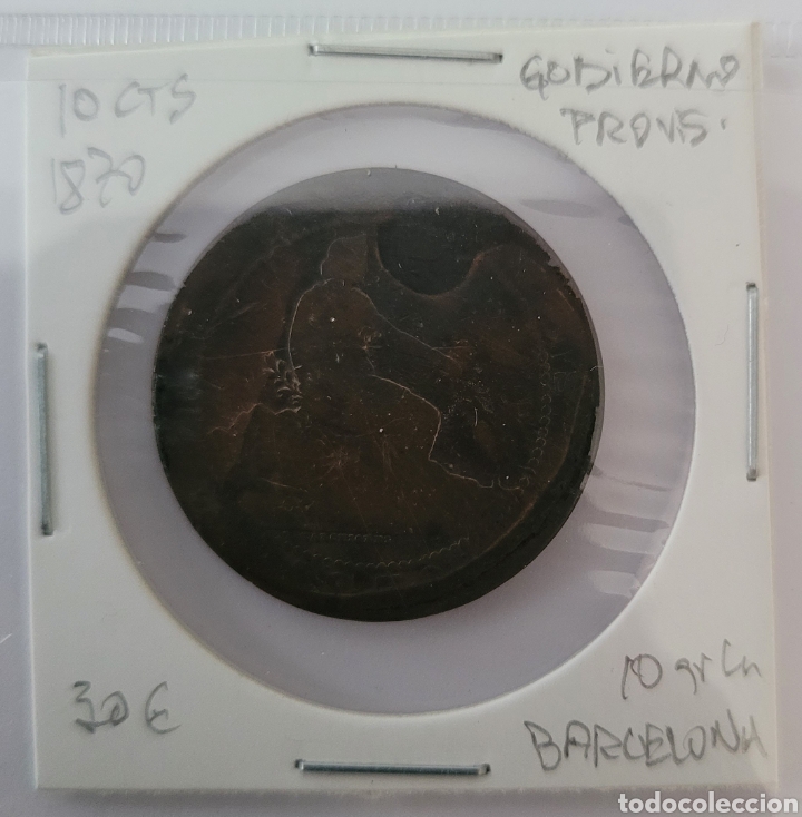 Monedas de Espa&ntilde;a: Moneda de Espa&ntilde;a 1870 10 c&eacute;ntimos Gov. Provisional - Foto 2