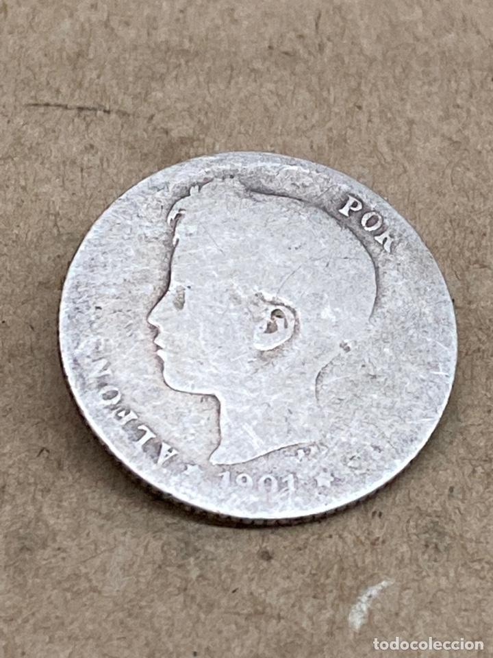 Monedas de Espa&ntilde;a: Moneda de plata una peseta 1901 - Foto 2