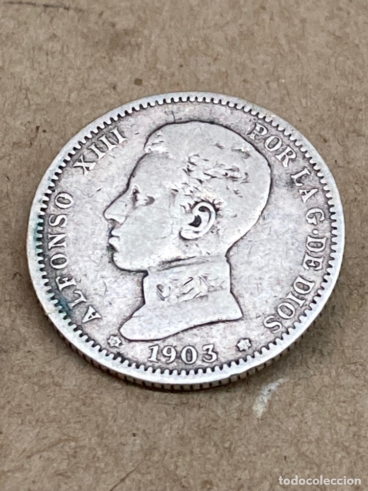 Monedas de Espa&ntilde;a: Moneda de plata una peseta 1903 - Foto 2