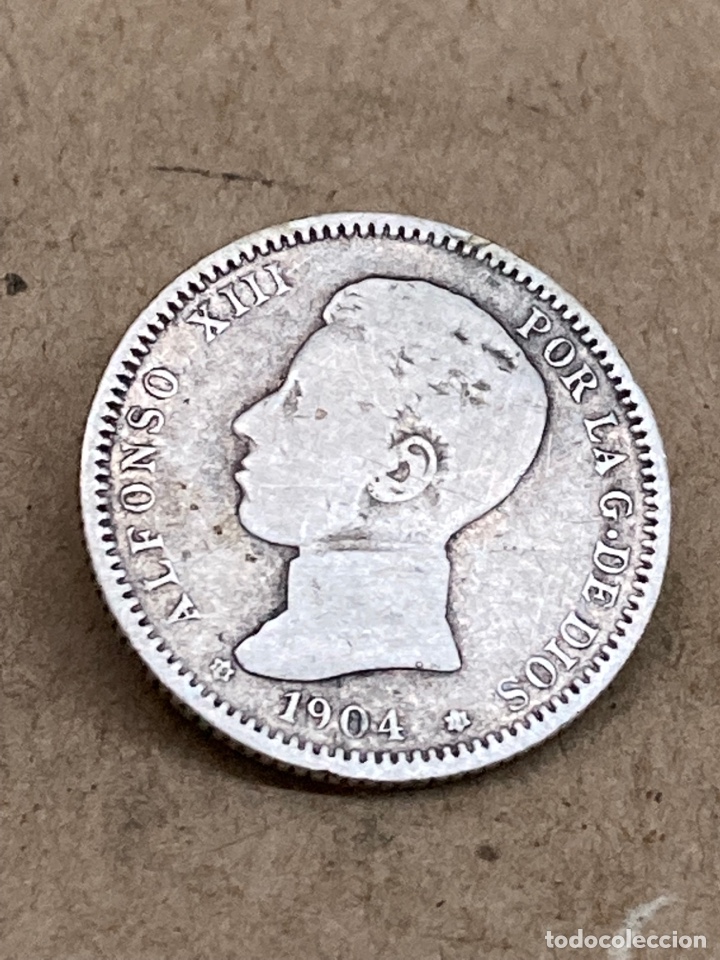 Monedas de Espa&ntilde;a: Moneda de plata una peseta 1904 - Foto 2