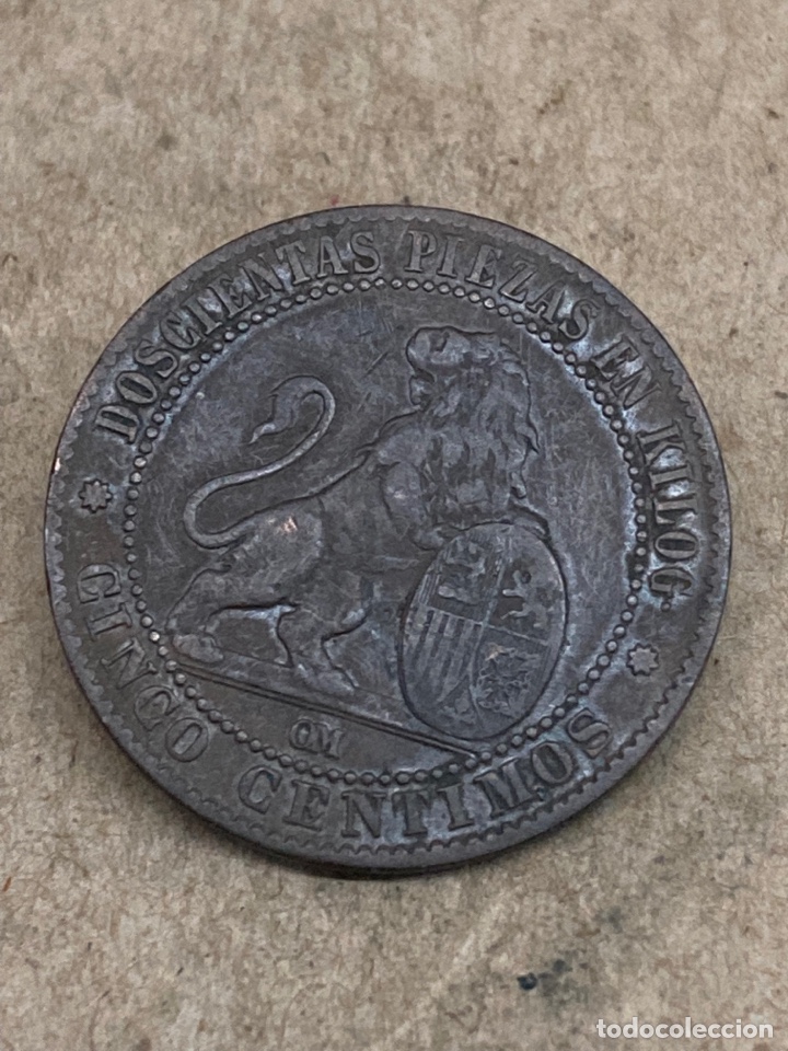 Monedas de Espa&ntilde;a: Moneda cinco c&eacute;ntimos 1870 - Foto 1