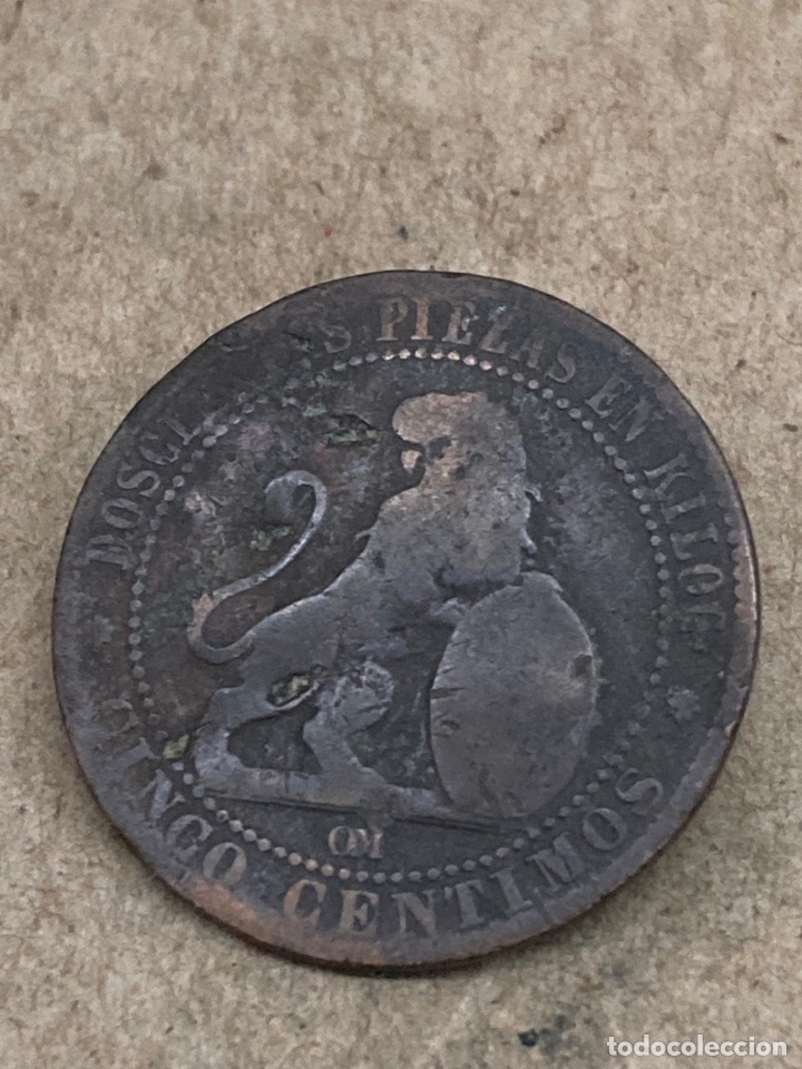 Monedas de Espa&ntilde;a: Moneda de 5 c&eacute;ntimos 1870 - Foto 2