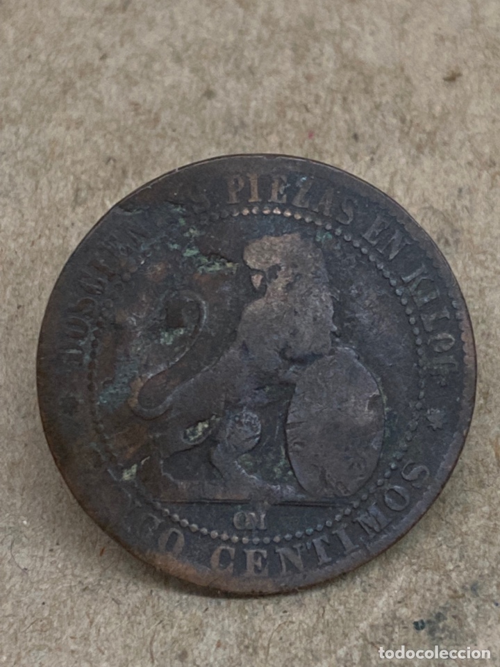 Monedas de Espa&ntilde;a: Moneda de 5 c&eacute;ntimos 1870 - Foto 2