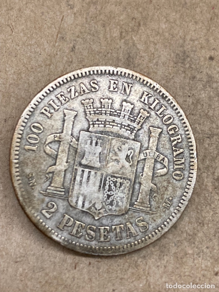 Monedas de Espa&ntilde;a: Moneda de plata 2pesetas 1870 E79 - Foto 2