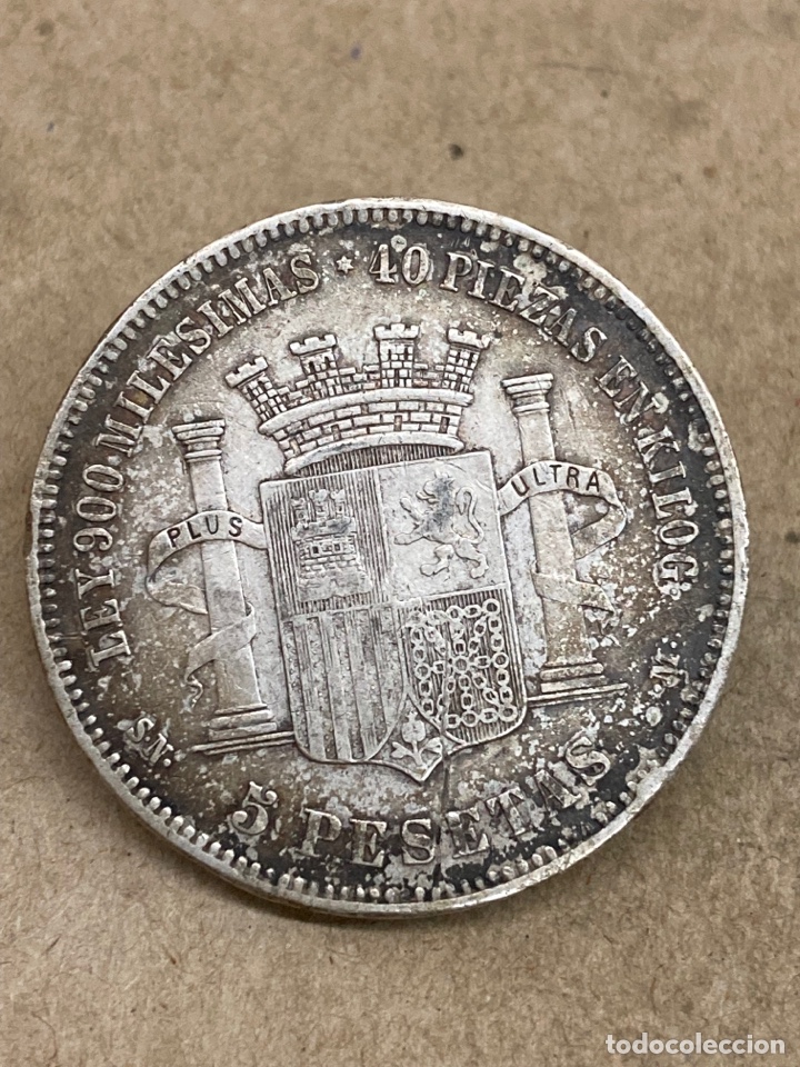 Monedas de Espa&ntilde;a: Moneda de 5 pesetas 1885 E87 - Foto 2