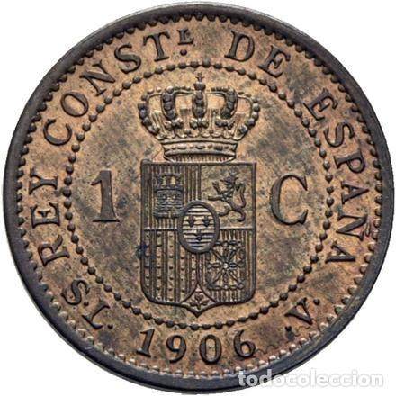Monedas de Espa&ntilde;a: ALFONSO XIII 1 C&Eacute;NTIMO 1906*6. SLV. SC. - Foto 2