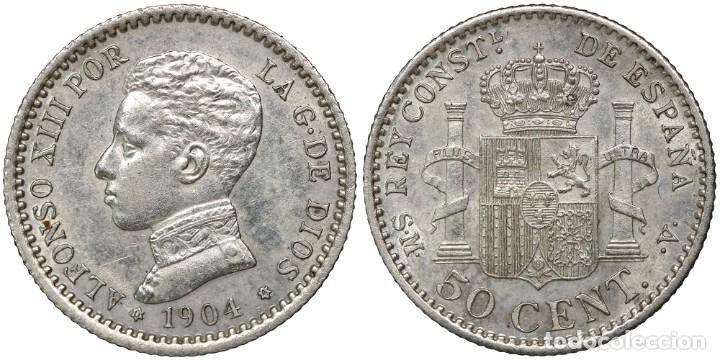 Monedas de Espa&ntilde;a: ALFONSO XIII 50 C&Eacute;NTIMOS 1904 SMV. EBC+ - Foto 1
