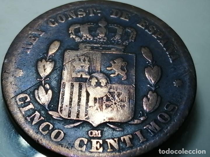 Monedas de Espa&ntilde;a: ALFONSO XII. 5 c&eacute;ntimos. 1877. MBC - Foto 1