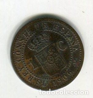 Monedas de Espa&ntilde;a: 1 (UN) CENTIMO ALFONSO XIII A&Ntilde;O 1906 *6 - Foto 2