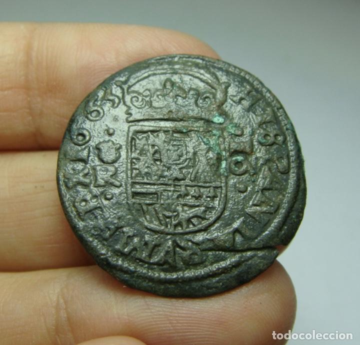 Monedas de Espa&ntilde;a: 16 Maraved&iacute;s. Felips IV. La Coru&ntilde;a - 1663 - Foto 2