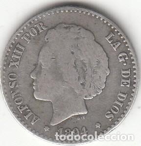 Monedas de Espa&ntilde;a: ALFONSO XIII: 50 CENTIMOS 1894 PGV / PLATA - Foto 1
