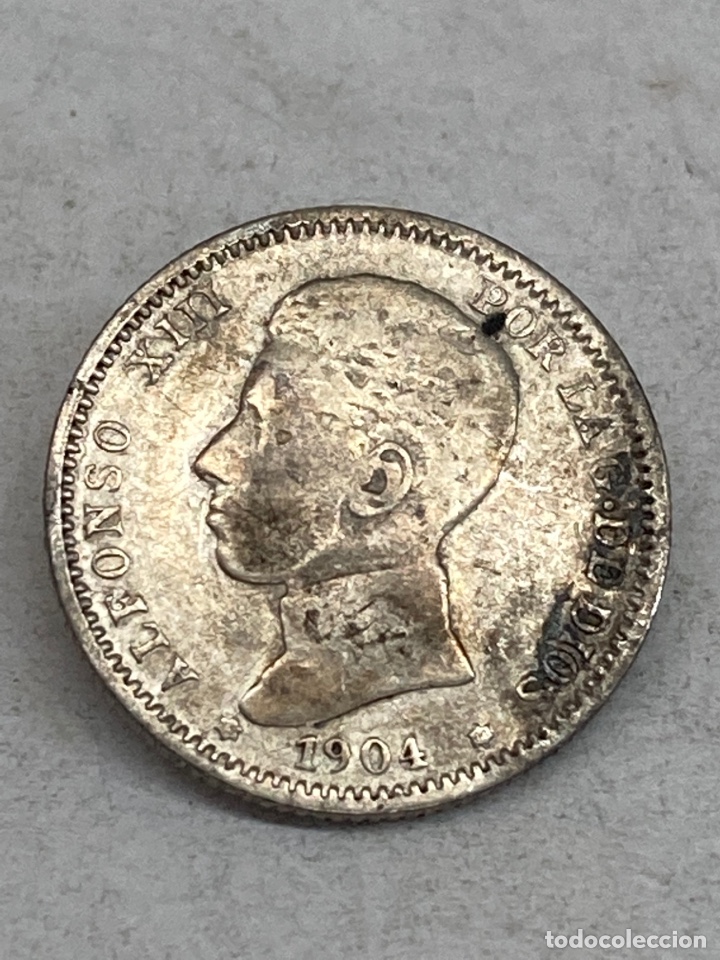 Monedas de Espa&ntilde;a: Moneda de plata una peseta 1904 - Foto 2