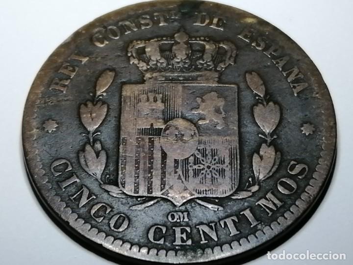 Monedas de Espa&ntilde;a: ALFONSO XII. 5 c&eacute;ntimos. 1878. MBC - Foto 3