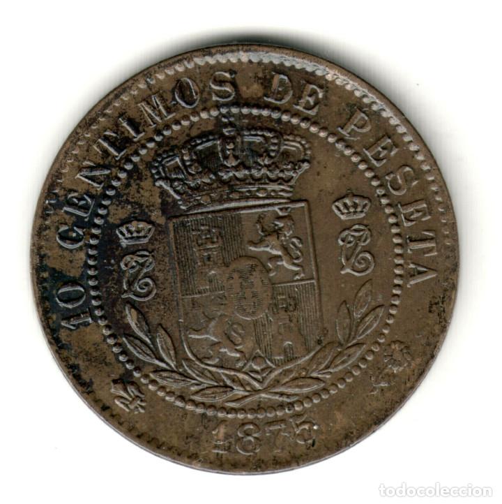 Monedas de Espa&ntilde;a: ESPA&Ntilde;A: 10 centimos 1875 Carlos VII ceca de O&ntilde;ate - Foto 2