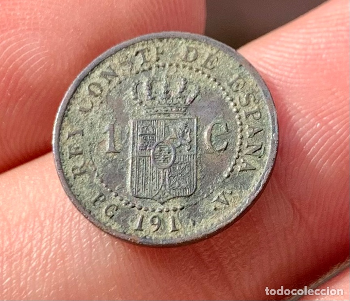 Monedas de Espa&ntilde;a: Moneda 1 Centimo 1913 ?? ERROR ACU&Ntilde;ACION. ALFONSO XIII - Foto 3