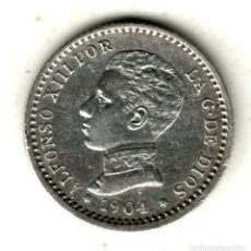 Monedas de España: ESPAÑA 50 CENTIMOS PLATA 1904 *1* *0* PC.V - REY ALFONSO XIII TIPO CADETE. Lote 300493128