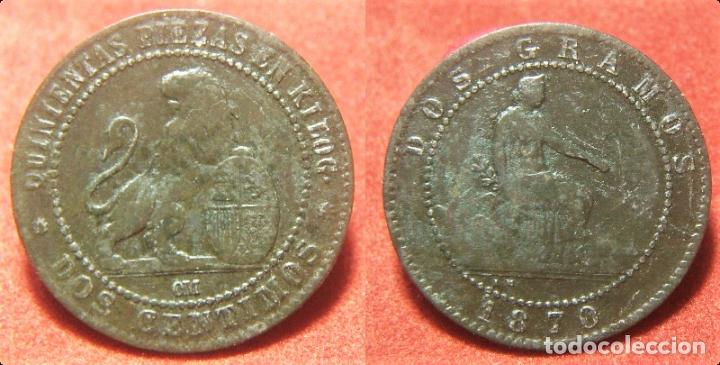 Monedas de Espa&ntilde;a: MONEDA DE GOBIERNO PROVISIONAL 2 CENTIMOS 1870 - Foto 1