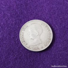 Monedas de España: MONEDA DE 50 CENTIMOS DE ALFONSO XIII. PLATA. 1892 *5-2. ESPAÑA. ORIGINAL. RARA.