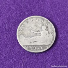 Monedas de España: MONEDA DE 1 PESETA DEL GOBIERNO PROVISIONAL. PLATA. 1869. ESPAÑA. ORIGINAL. RARA.
